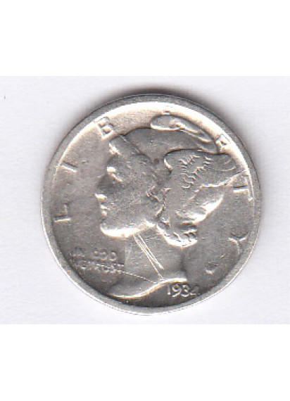 1934 - 10 Cents (Dime) Argento Dollaro Stati Uniti Mercury Dime BB